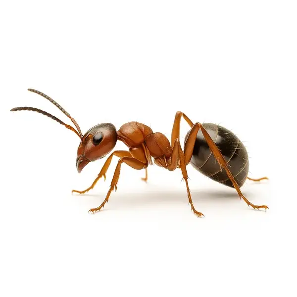 Photo HD of a carpenter ant on a white background, illustrating the inspection, treatment and prevention of infestations in Montreal.
