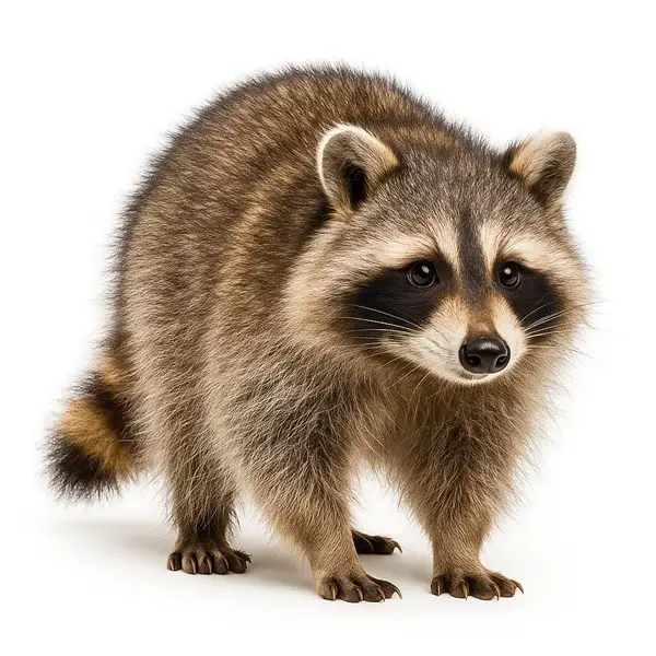Photo of a raccoon on a fence in Montreal, illustrating a professional and humane relocation intervention.